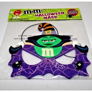 Rare Vintage M&M'S Green Witch CHARACTER HALLOWEEN MASK Spiderweb bat mask NIOP